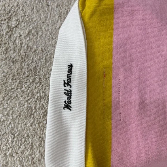 Supreme Pink and Yellow Rugby Shirt with White Collar - Picture 4 of 4